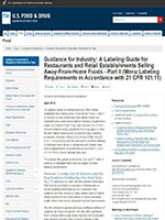 Guidance for Industry: A Labeling Guide for Restaurants and Retail Establishments Selling Away-From-Home Foods - Part II